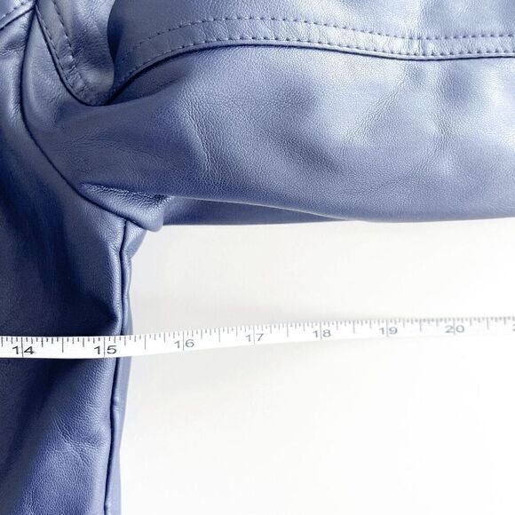 JustFab Womens Faux Leather Button Detail Cropped Jacket Navy Blue XS - Picture 5 of 7